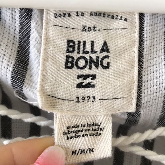 Billabong b&w hooded long sleeve shirt medium - Picture 2 of 7